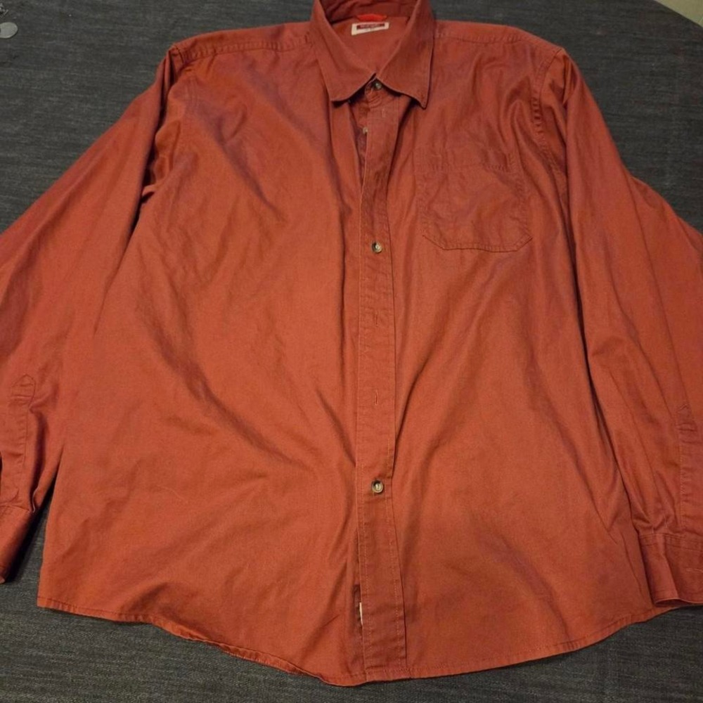 Wrangler Flex Comfort Button Down Shirt Mens XL Rust Orange Excellent